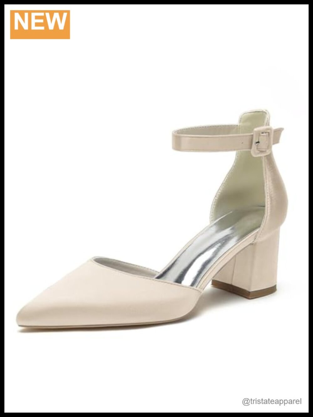 Women's Low Chunky Heel Satin Block Ankle Strap Pumps Wedding Party Shoes